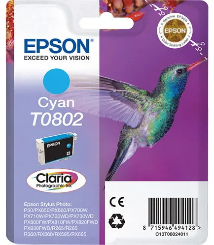 Epson T0802 C13T08024011 Κυανό φυσίγγιο μελάνης, 350 σελίδες