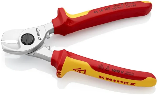 Knipex ψαλίδι καλωδίων επιχρωμιωμένο, πιστοποιημένο VDE 165 mm