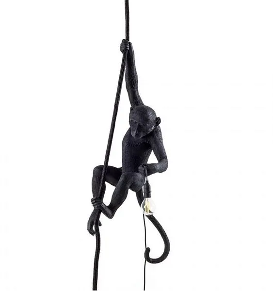 Seletti Monkey With Rope Φωτιστικό Οροφής Μαύρο Εξωτερικού Χώρου