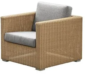 Cane-Line Chester πολυθρόνα lounge, Φυσικό, μαξιλάρι σε ανοιχτό γκρι