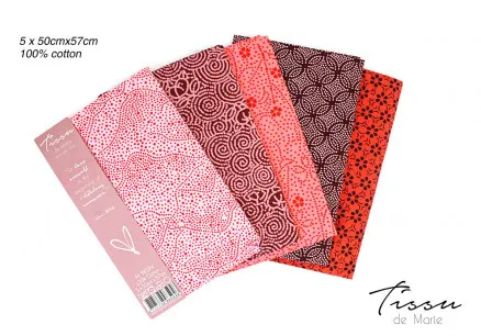 Tissu de Marie Fat Quarter Rose 50x57cm - 5 τεμ.