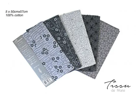 Tissu de Marie Fat Quarter Ασήμι 50x57cm - 5 τεμ.