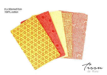 Tissu de Marie Fat Quarter Κεχριμπάρι 50x57cm - 5 τεμ.
