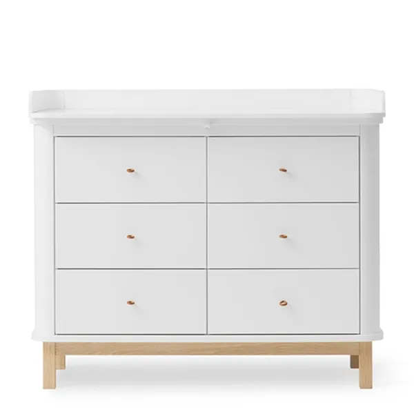 Oliver Furniture Wood Αλλαξιέρα με 6 Συρτάρια Λευκό/Δρυς